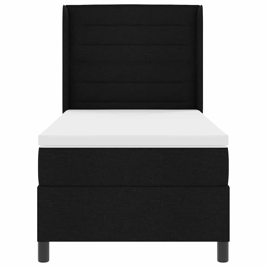 Lit à ressorts avec matelas Noir 90 x 200 cm tissu - XIOS