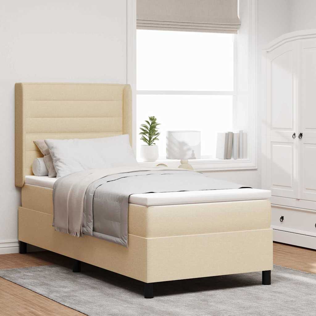 Lit à ressorts avec matelas Crème 90 x 200 cm tissu - XIOS