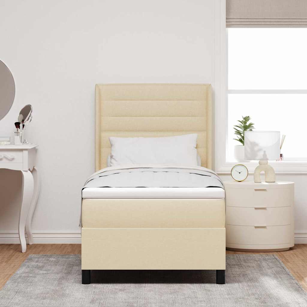 Lit à ressorts avec matelas Crème 90 x 200 cm tissu - XIOS
