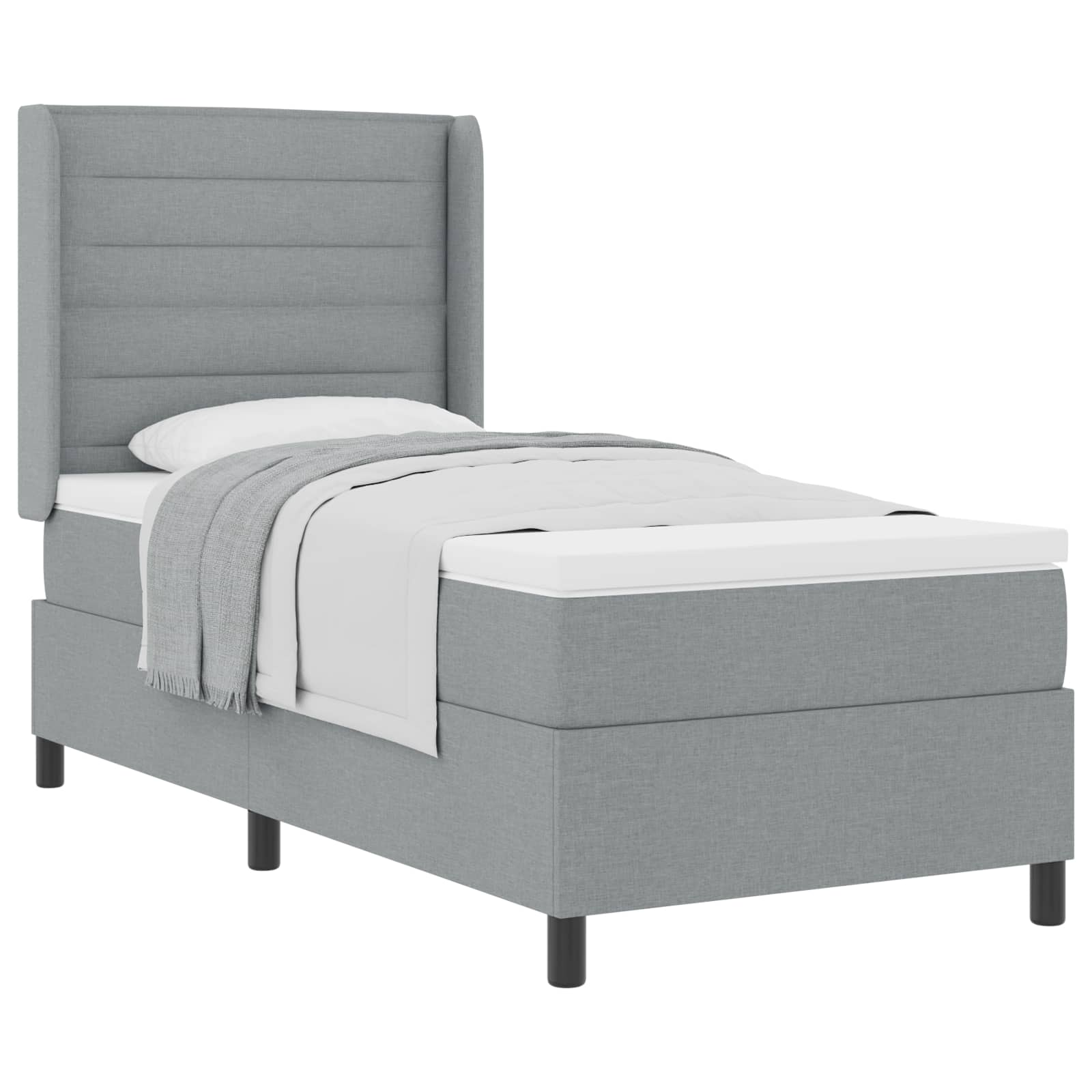 Lit à ressorts avec matelas Gris clair 100 x 200 cm tissu - XIOS