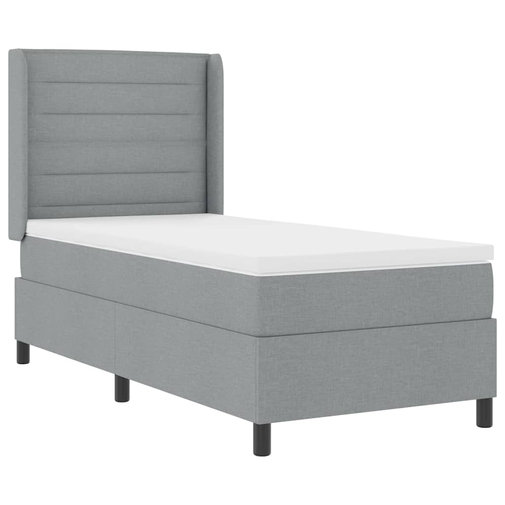 Lit à ressorts avec matelas Gris clair 100 x 200 cm tissu - XIOS