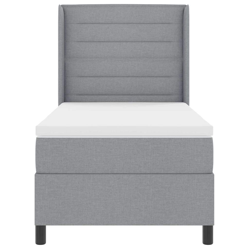Lit à ressorts avec matelas Gris clair 100 x 200 cm tissu - XIOS