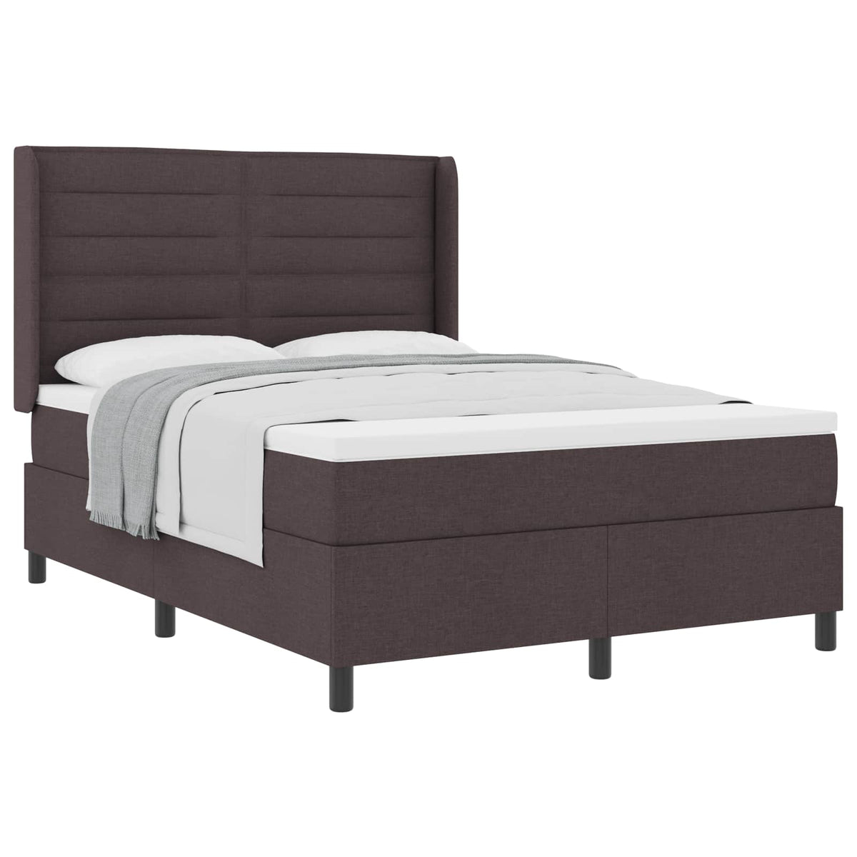 Lit à ressorts avec coussin Marron foncé 200 x 140 cm tissu
