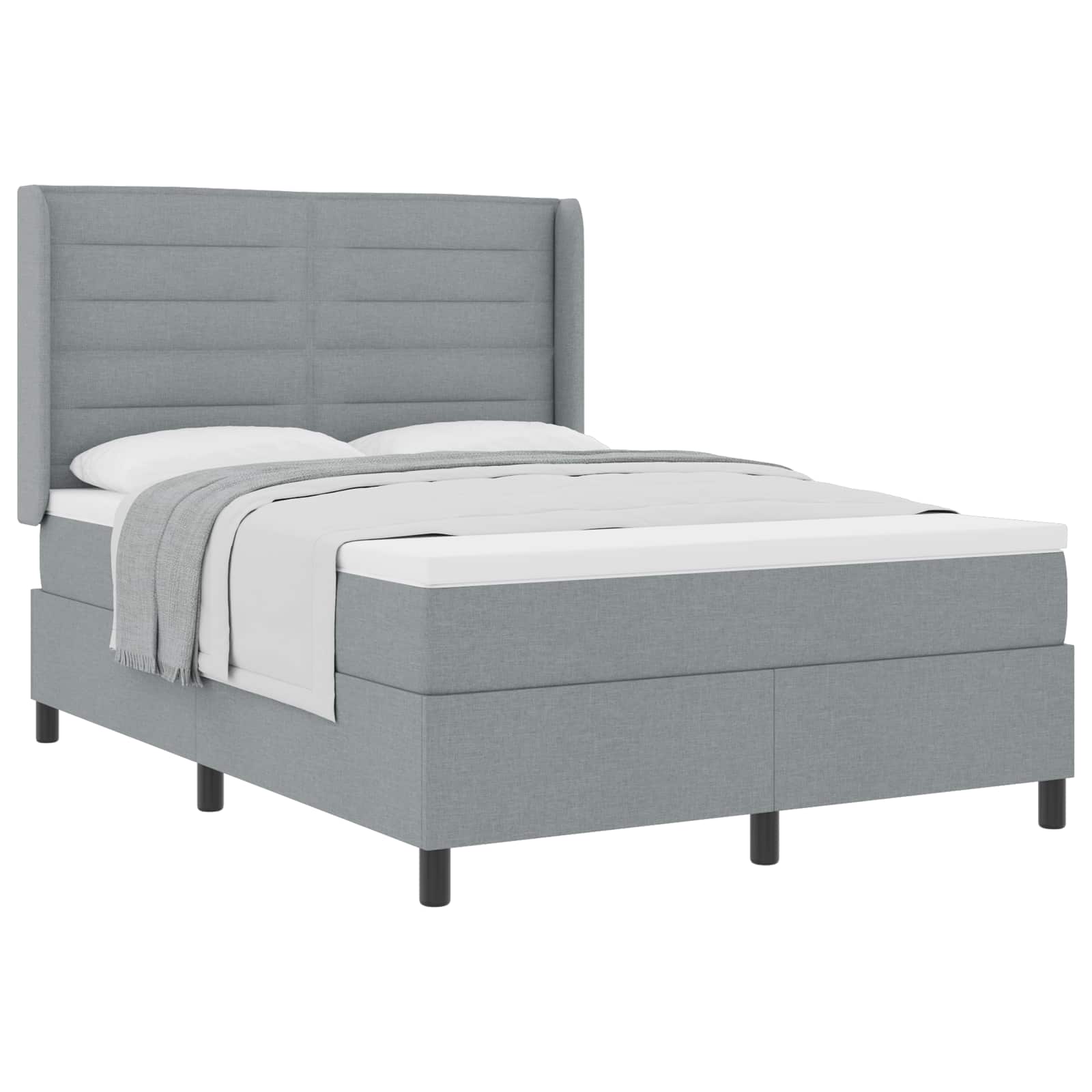 Lit à ressorts avec matelas Gris clair 160 x 200 cm tissu - XIOS