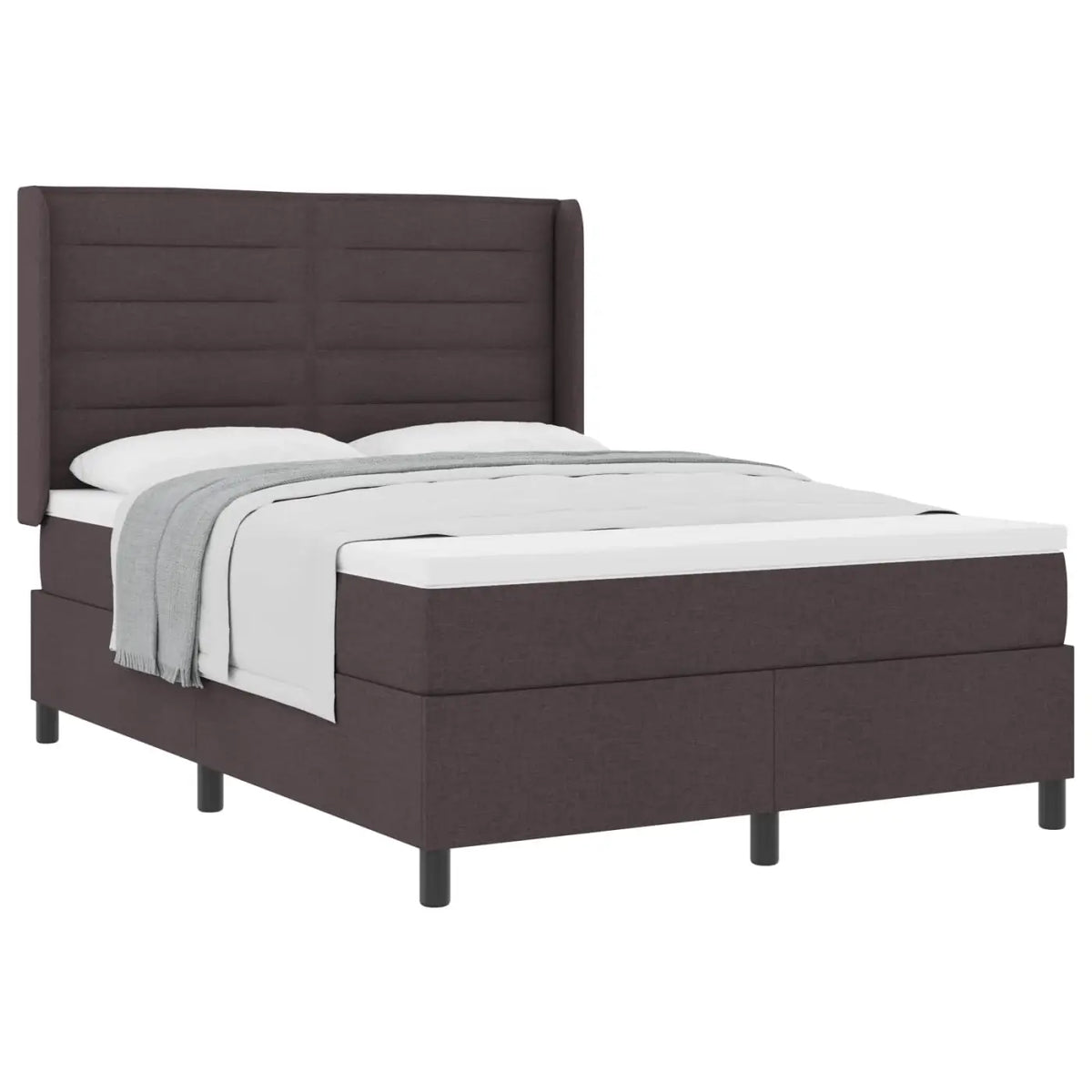 Lit à ressorts avec matelas Marron foncé 200 x 160 cm tissu - XIOS