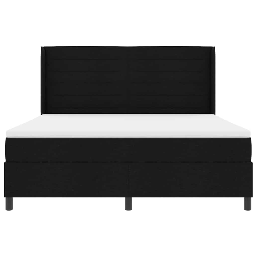 Lit à ressorts avec matelas Noir 180 x 200 cm tissu - XIOS