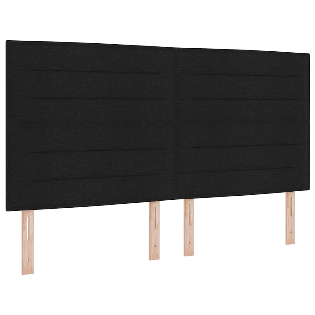 Lit à ressorts avec matelas Noir 200 x 200 cm tissu