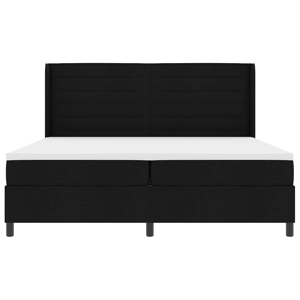 Lit à ressorts avec matelas Noir 200 x 200 cm tissu