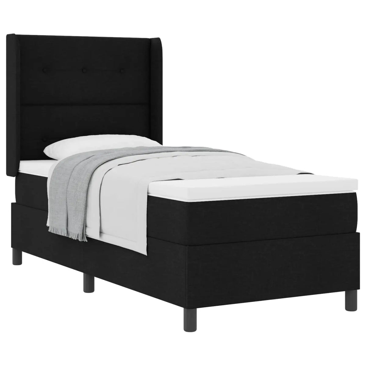 Lit à ressorts avec coussin Noir 200 x 90 cm tissu - XIOS