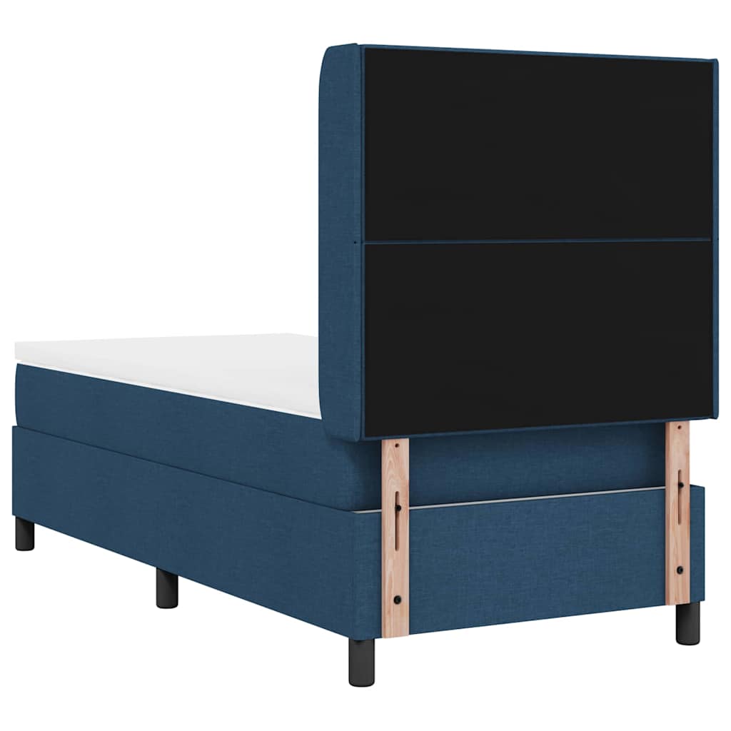 Lit à ressorts avec coussin Bleu 200 x 90 cm tissu