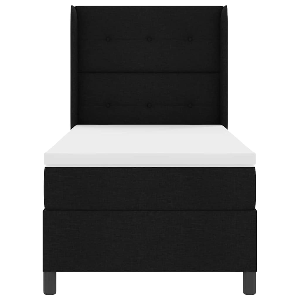 Lit à ressorts avec coussin Noir 200 x 100 cm tissu
