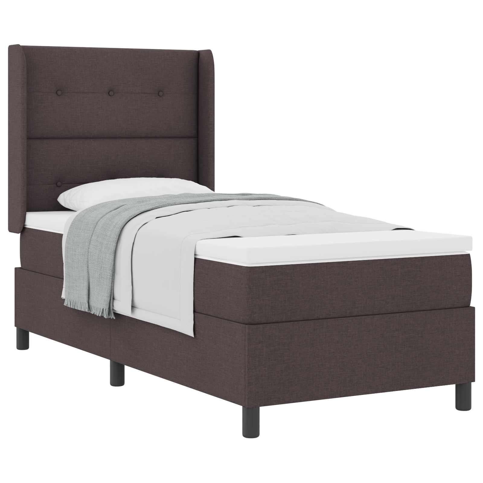 Lit à ressorts avec coussin Marron foncé 200 x 100 cm tissu