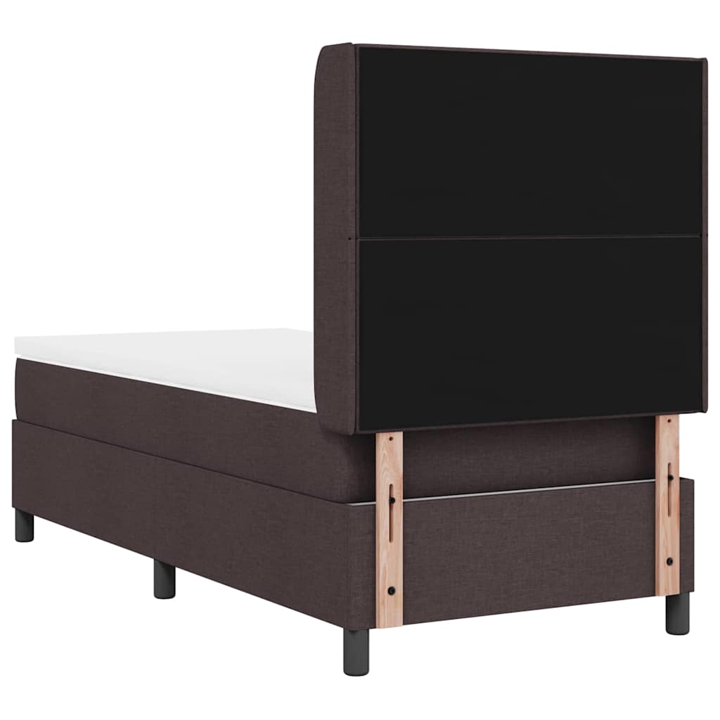 Lit à ressorts avec coussin Marron foncé 200 x 100 cm tissu