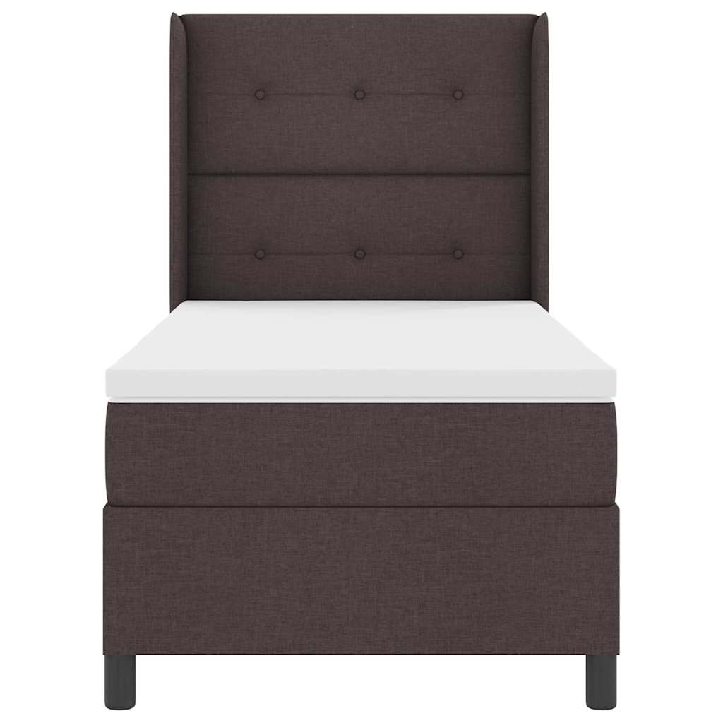 Lit à ressorts avec coussin Marron foncé 200 x 100 cm tissu