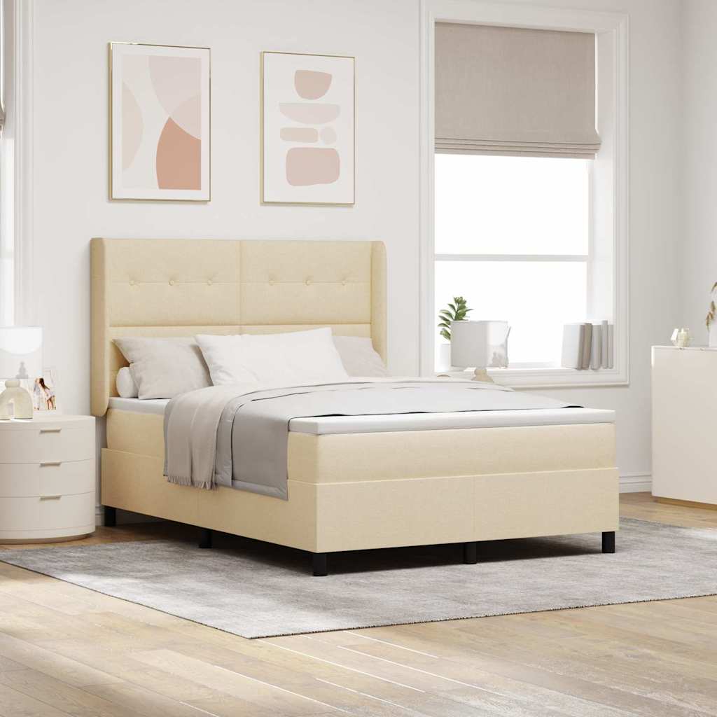 Lit à ressorts avec coussin Crème 190 x 140 cm tissu - XIOS