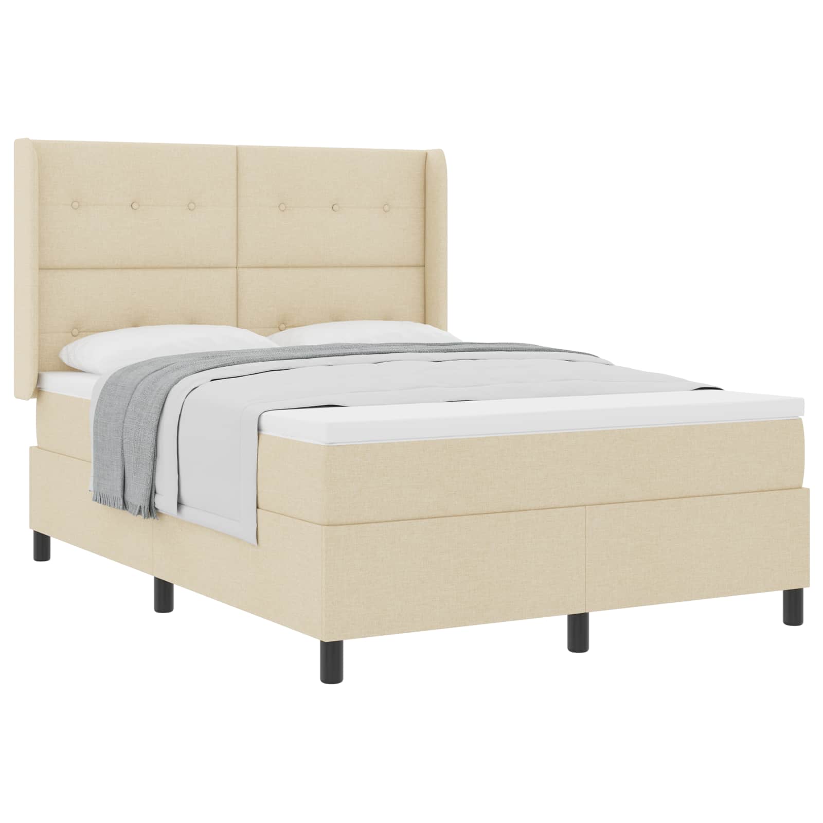 Lit à ressorts avec coussin Crème 190 x 140 cm tissu - XIOS
