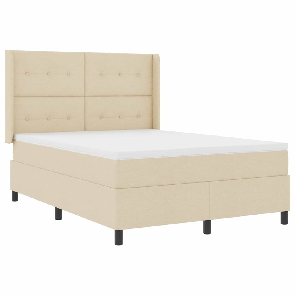 Lit à ressorts avec coussin Crème 190 x 140 cm tissu - XIOS