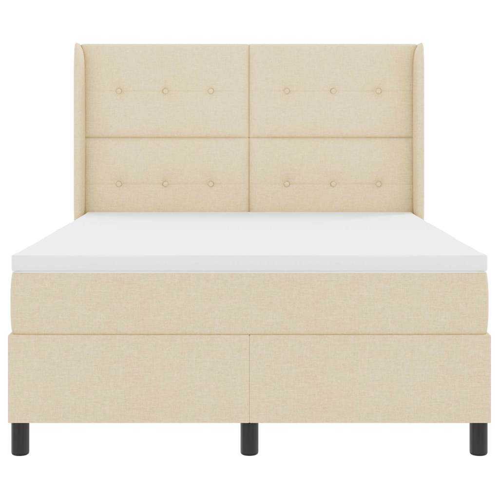 Lit à ressorts avec coussin Crème 190 x 140 cm tissu - XIOS
