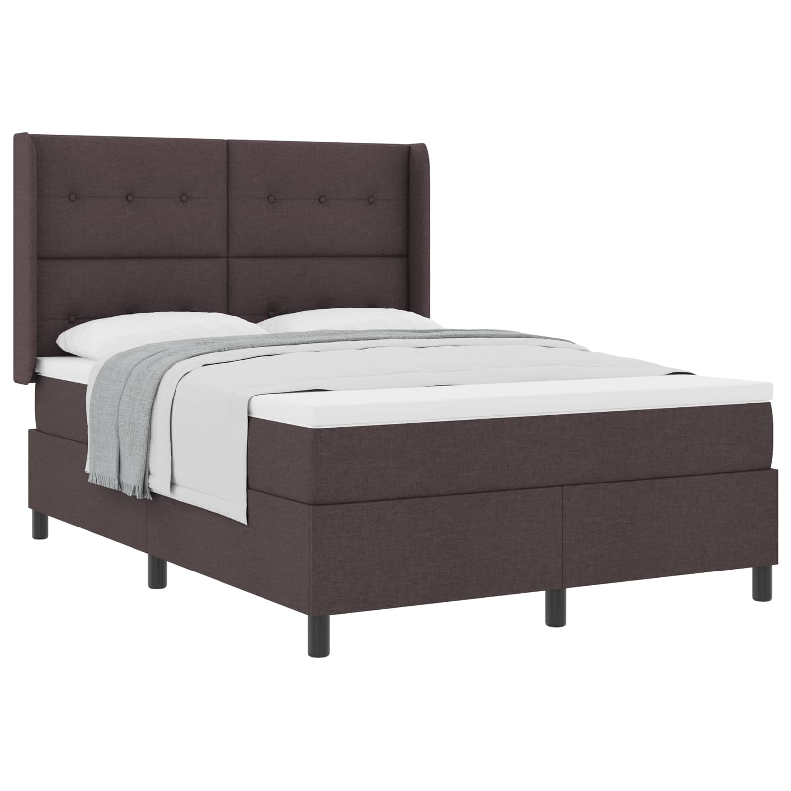 Lit à ressorts avec coussin Marron foncé 200 x 140 cm tissu - XIOS