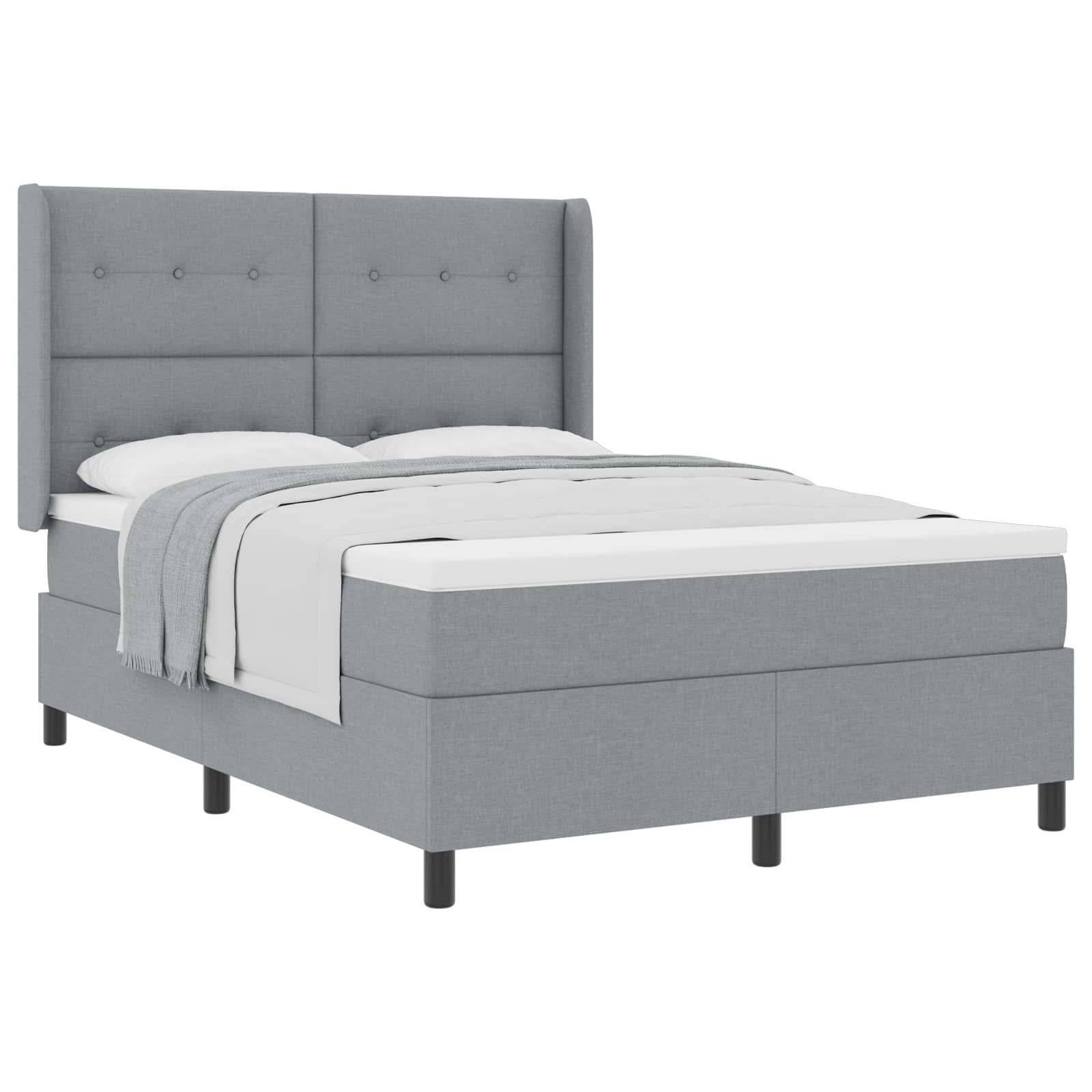 Lit à ressorts avec matelas Gris clair 160 x 200 cm tissu - XIOS