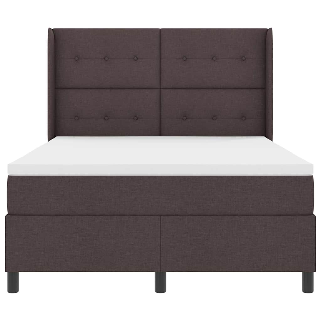 Lit à ressorts avec matelas Marron foncé 160 x 200 cm tissu - XIOS