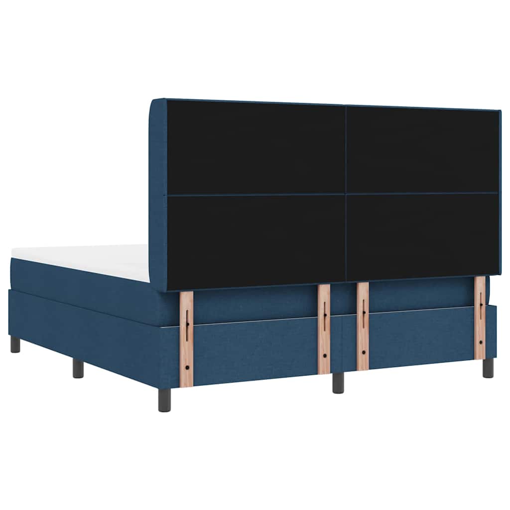 Lit à ressorts avec coussin Bleu 200 x 180 cm tissu