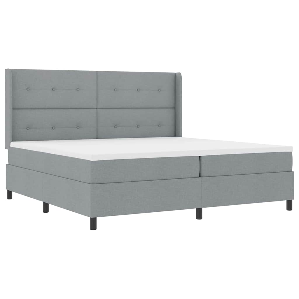 Lit à ressorts avec matelas Gris clair 200 x 200 cm tissu