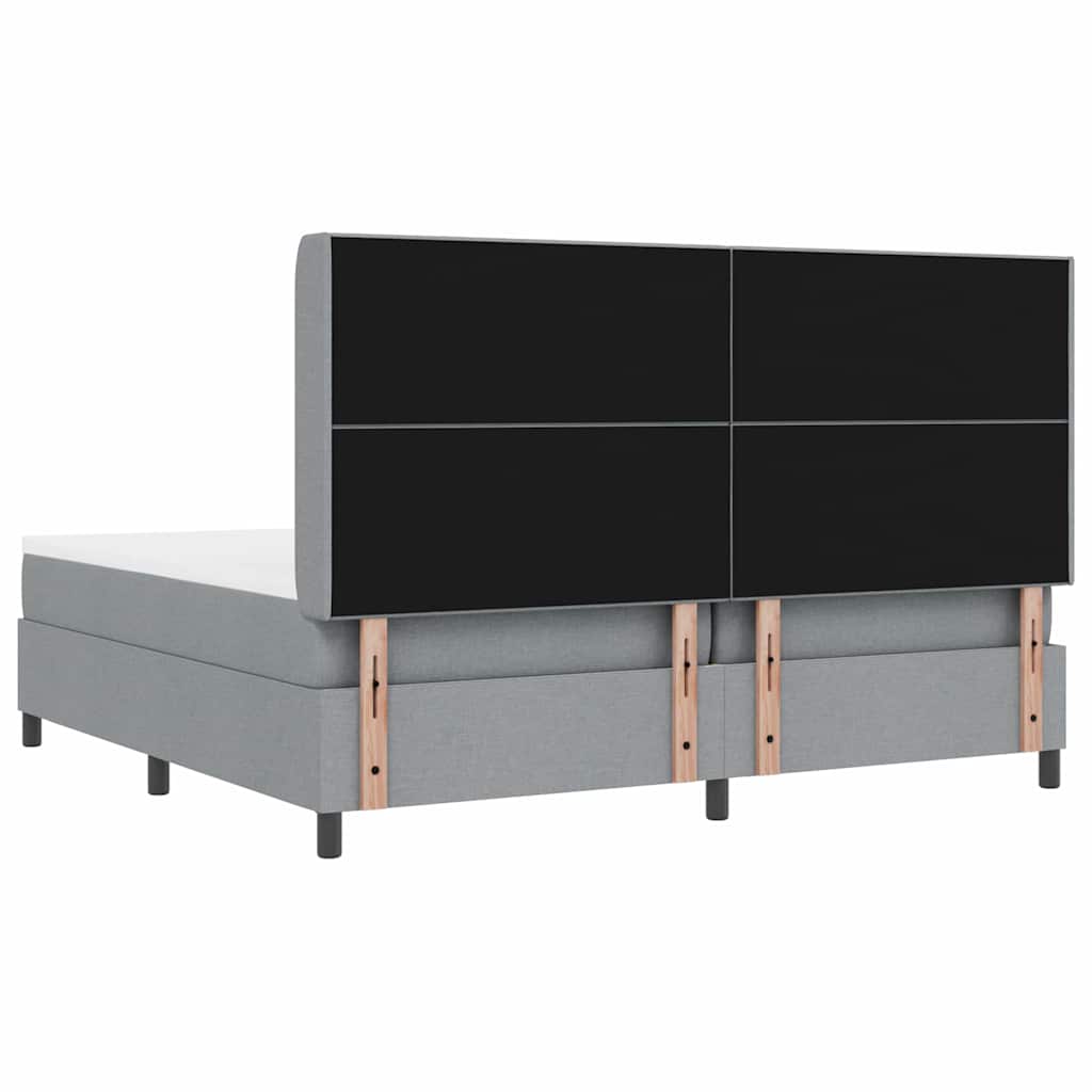Lit à ressorts avec matelas Gris clair 200 x 200 cm tissu - XIOS