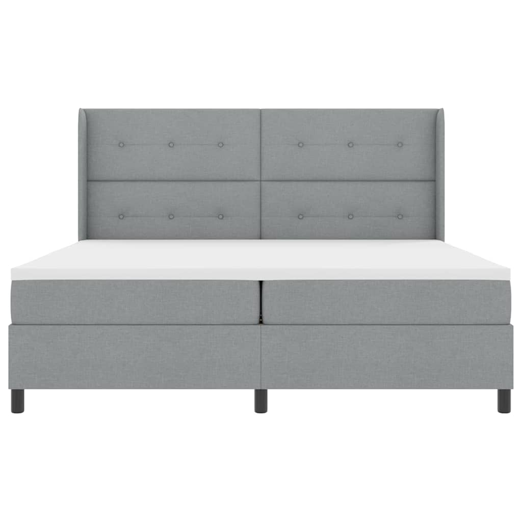 Lit à ressorts avec matelas Gris clair 200 x 200 cm tissu - XIOS