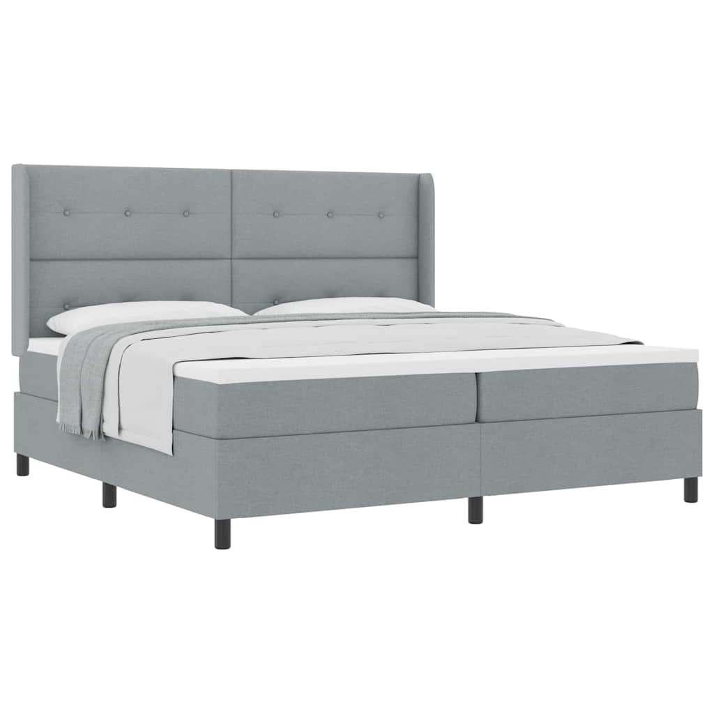Lit à ressorts avec matelas Gris clair 200 x 200 cm tissu - XIOS