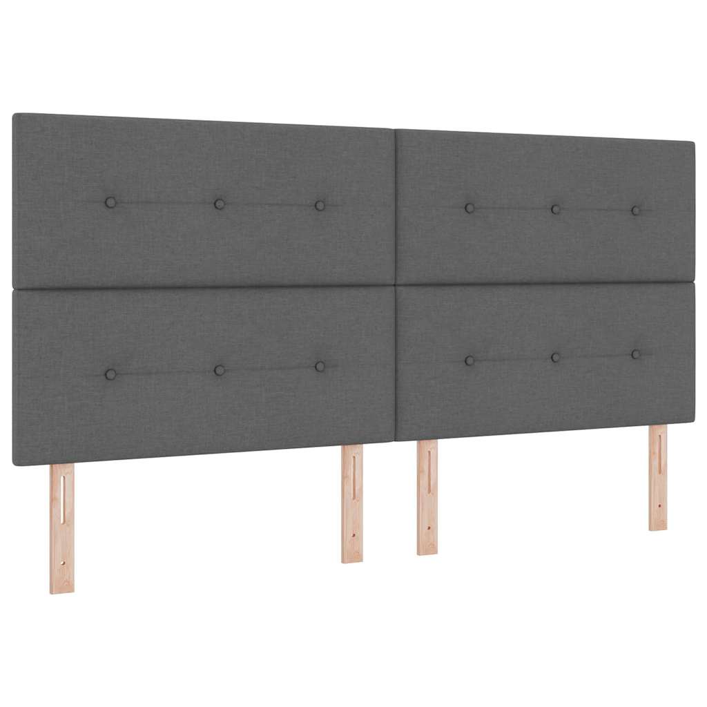Lit à ressorts avec coussin Gris foncé 200 x 200 cm tissu