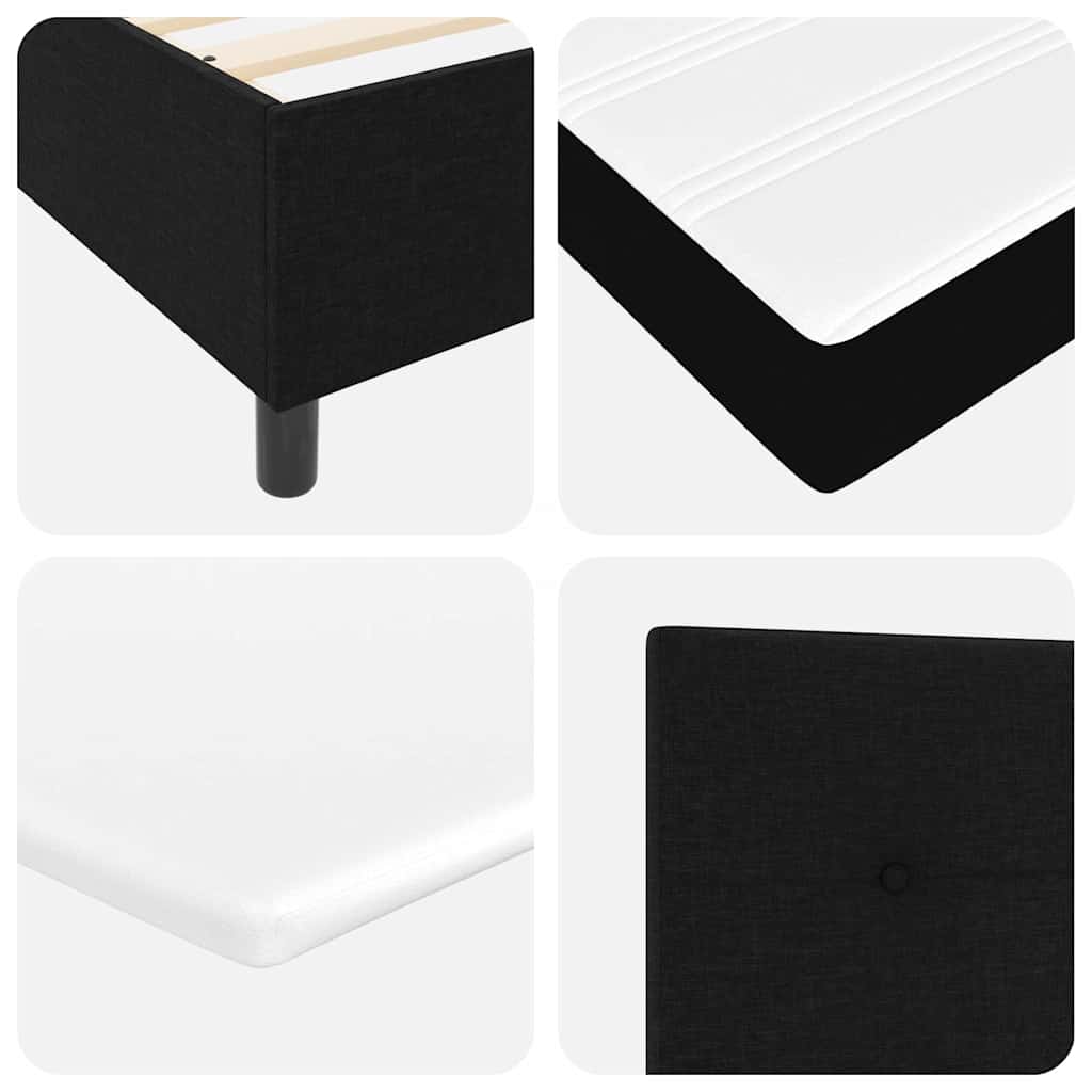Lit à ressorts avec matelas Noir 200 x 200 cm tissu