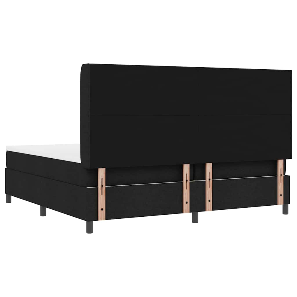 Lit à ressorts avec matelas Noir 200 x 200 cm tissu