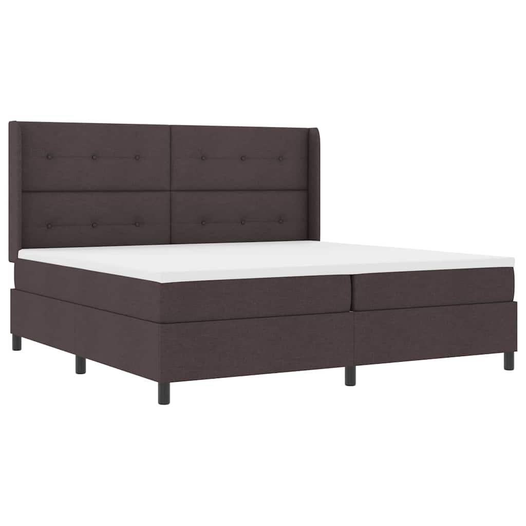 Lit à ressorts avec coussin Marron foncé 200 x 200 cm tissu