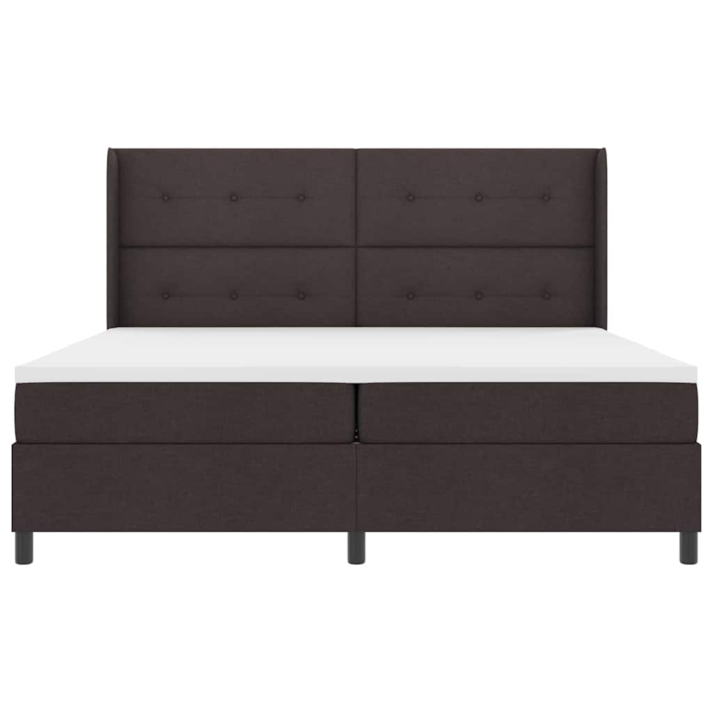 Lit à ressorts avec coussin Marron foncé 200 x 200 cm tissu