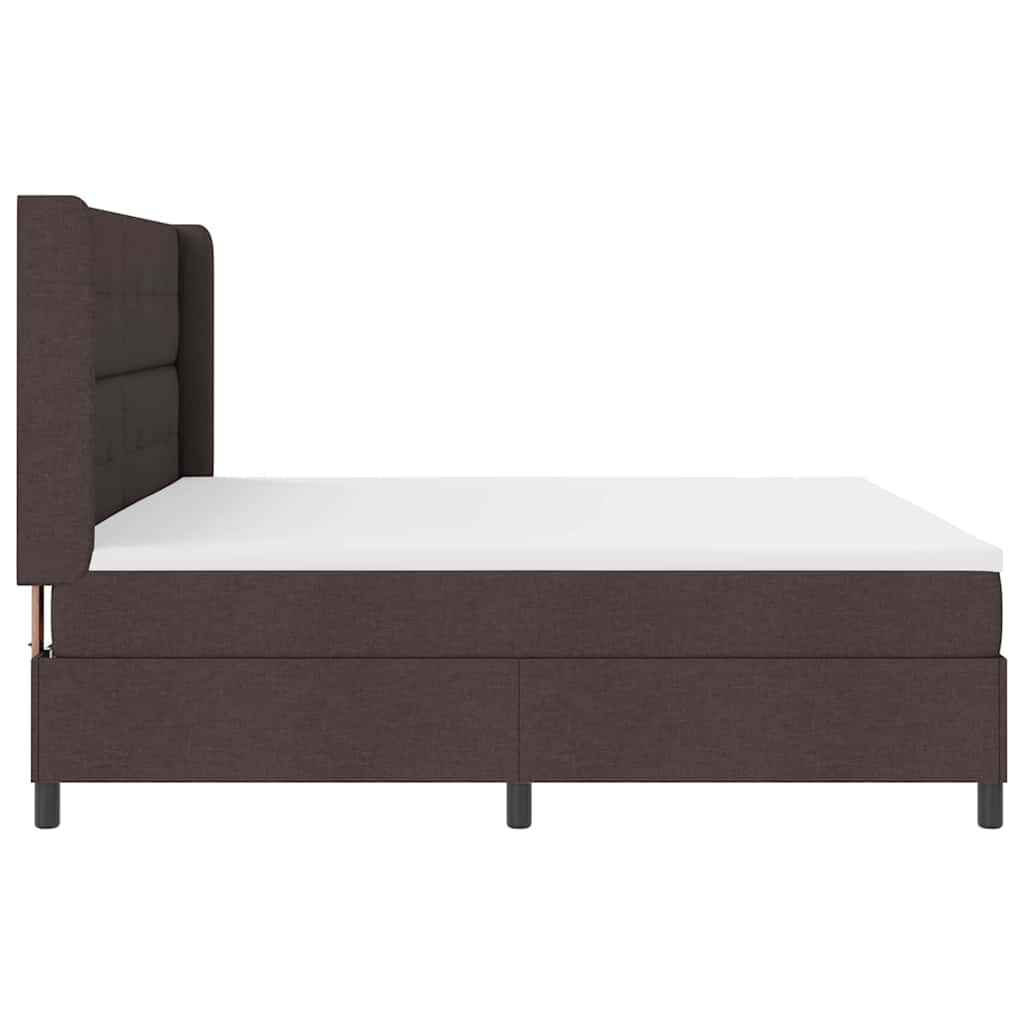 Lit à ressorts avec coussin Marron foncé 200 x 200 cm tissu