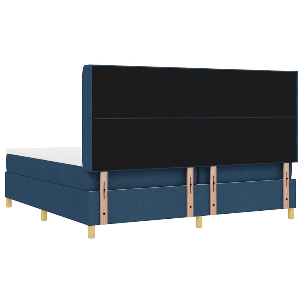 Lit à ressorts avec matelas Bleu 200 x 200 cm tissu - XIOS