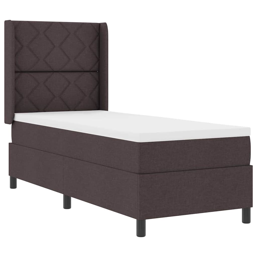 Lit à ressorts avec coussin Marron foncé 200 x 80 cm tissu