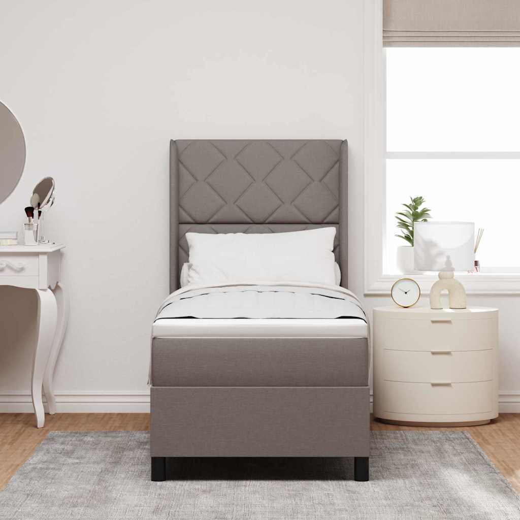 Lit à ressorts avec coussin Taupe 200 x 80 cm tissu