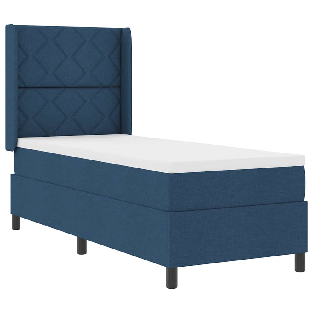 Lit à ressorts avec matelas Bleu 80 x 200 cm tissu - XIOS