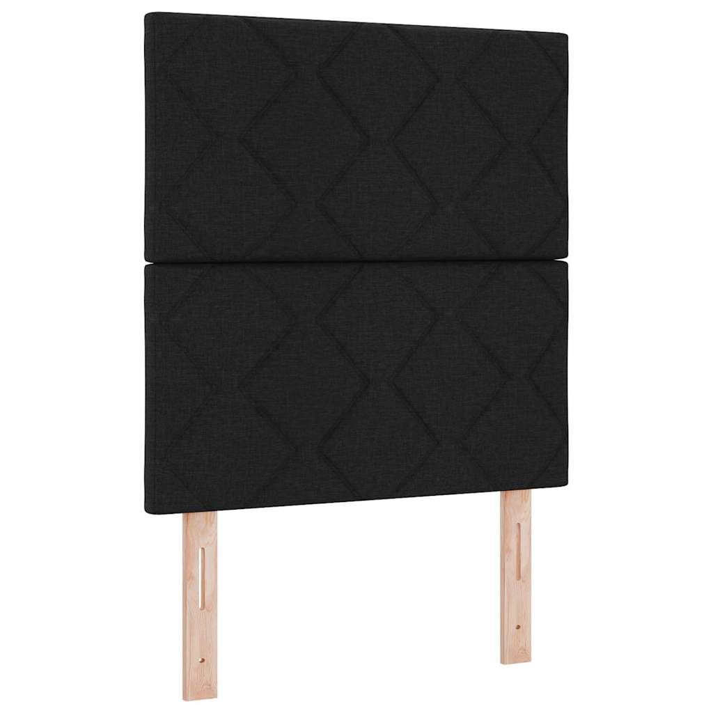 Lit à ressorts avec coussin Noir 190 x 90 cm tissu
