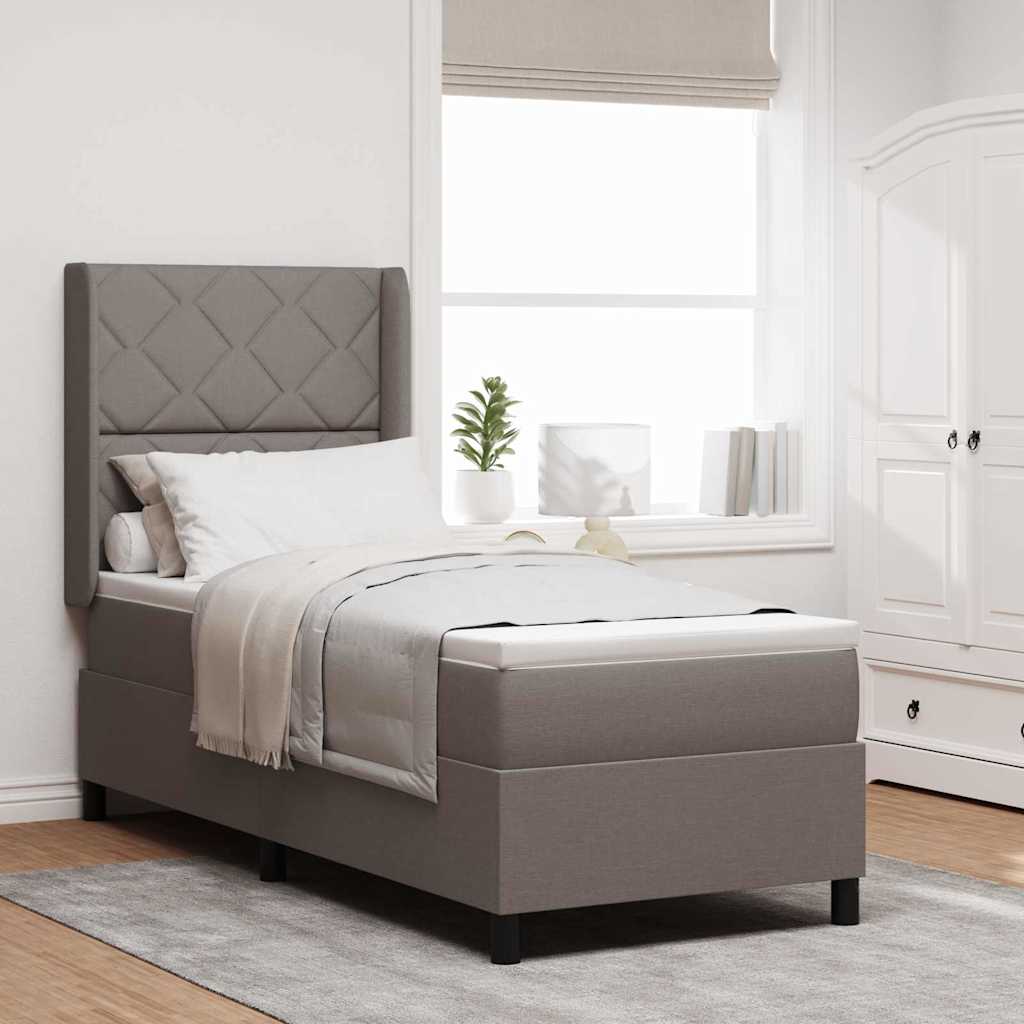 Lit à ressorts avec matelas Taupe 90 x 190 cm tissu - XIOS