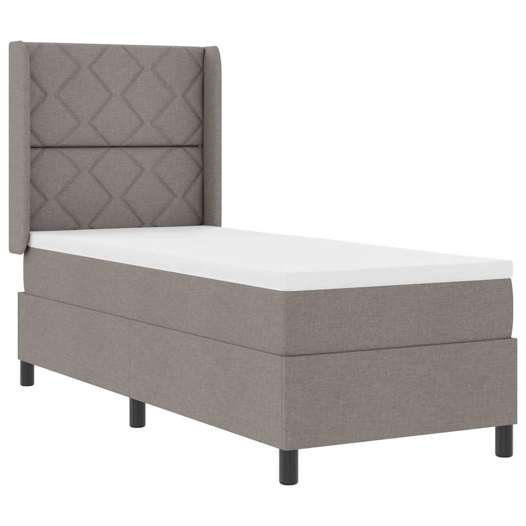 Lit à ressorts avec matelas Taupe 90 x 190 cm tissu - XIOS
