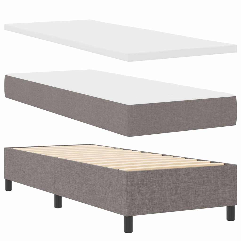 Lit à ressorts avec matelas Taupe 90 x 190 cm tissu - XIOS