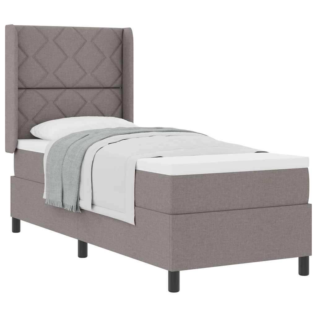 Lit à ressorts avec matelas Taupe 90 x 190 cm tissu - XIOS