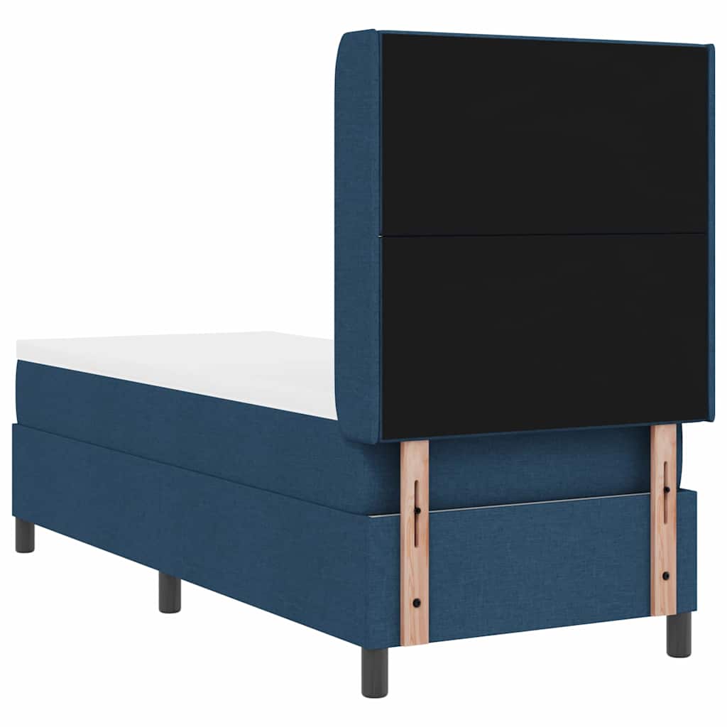 Lit à ressorts avec coussin Bleu 190 x 90 cm tissu