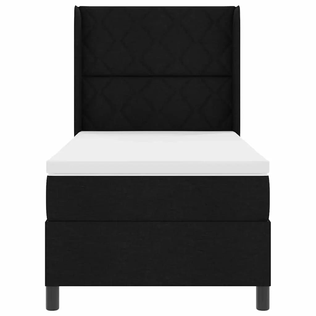 Lit à ressorts avec coussin Noir 200 x 90 cm tissu - XIOS