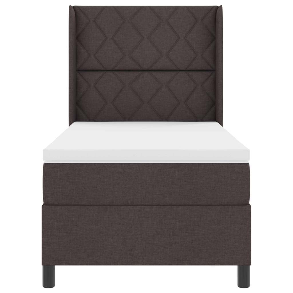 Lit à ressorts avec matelas Marron foncé 90 x 200 cm tissu - XIOS