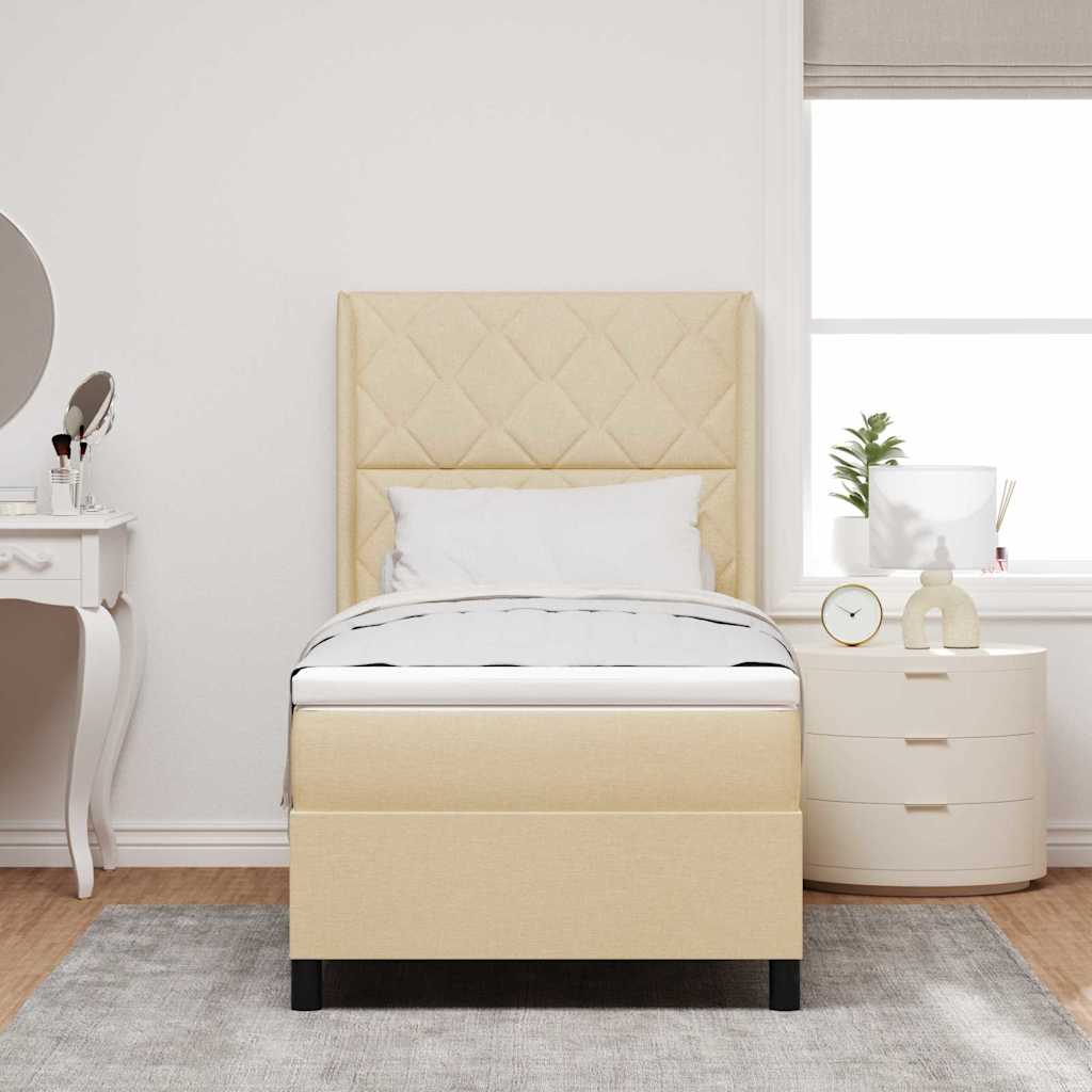 Lit à ressorts avec coussin Crème 200 x 100 cm tissu - XIOS