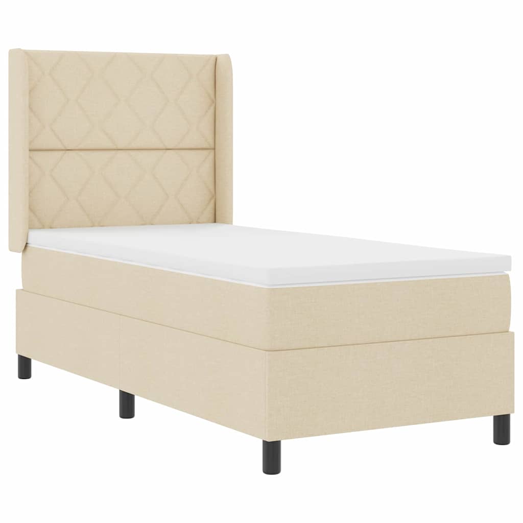 Lit à ressorts avec coussin Crème 200 x 100 cm tissu - XIOS